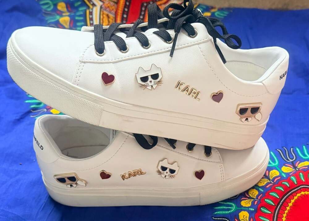 Karl Lagerfeld Paris Cate Pins Sneaker White Leather